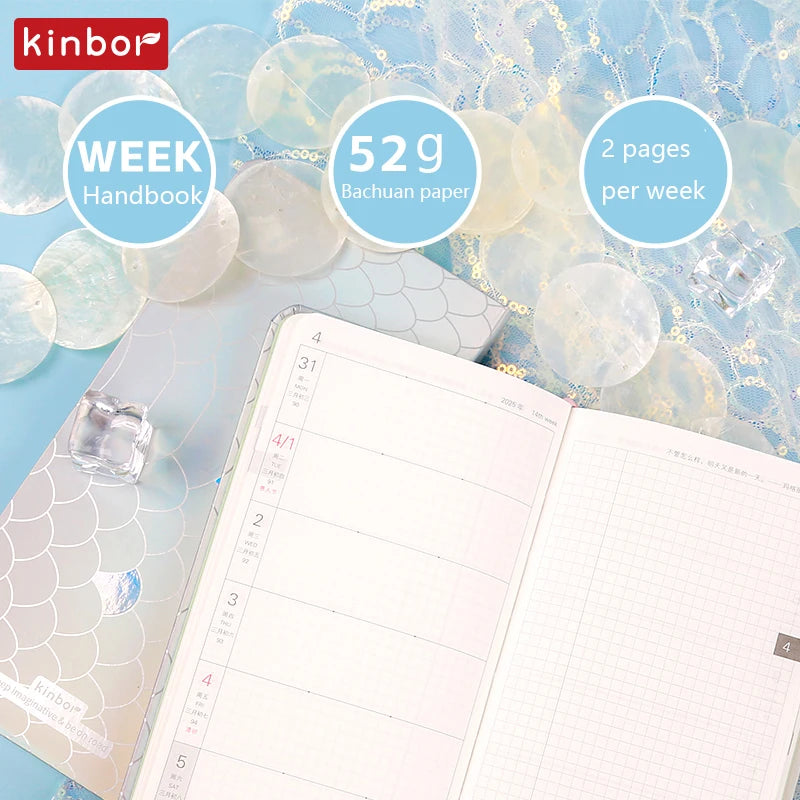 NEW Kinbor Cute Weekly Planner, 2025 Self-management Efficiency Plan Notebook, Portable Small Handbook To-Do List Stay Organized