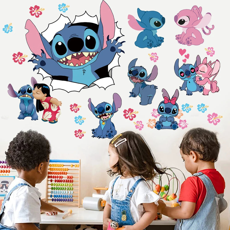 3D Cartoon Lilo & Stitch Movie Wall Stickers For Kids Rooms Kindergarten Living Room Bedroom Wall Decoration Animated Poster