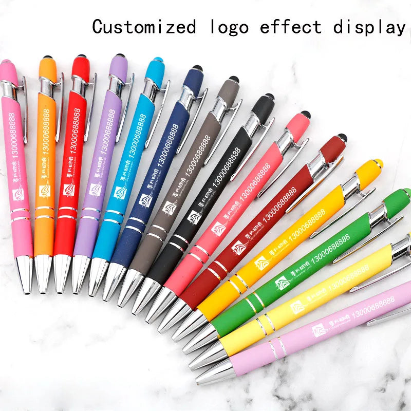 50pcs Light Metal Ballpoint Pen Touch Screen Pen Office School Advertising Pen Custom Logo Text Engraving Laser Engraving