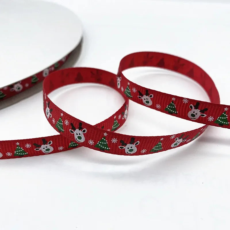 New 5 Yard 10 Mm Ribbed Christmas Ribbon Wedding Christmas Party Decoration DIY Craft Ribbon Card Gift Wrapping Supplies