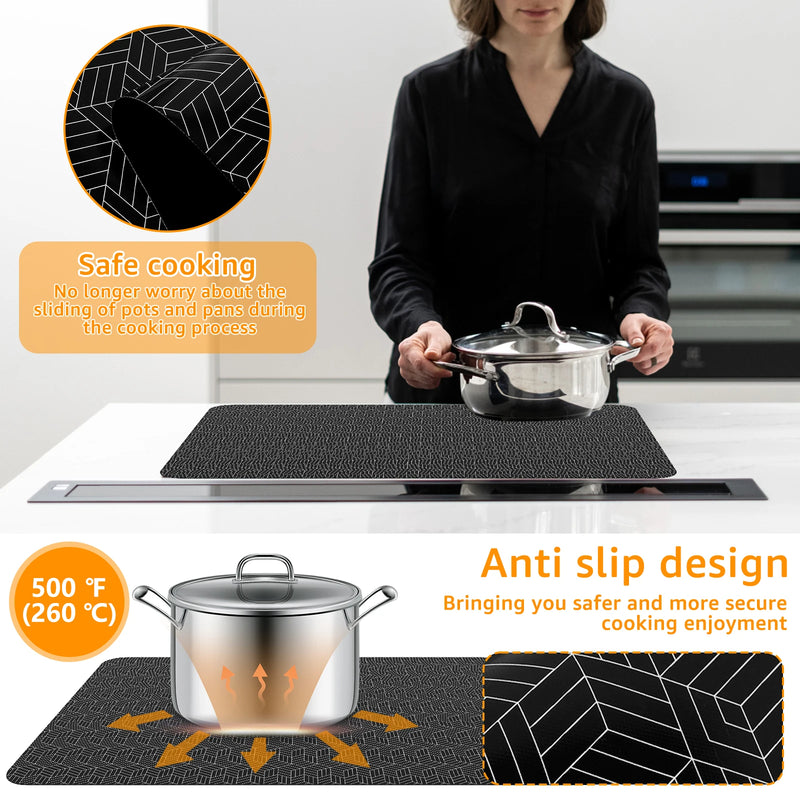 Induction Cooktop Mat Silicone Anti-Scratch Induction Cooktop Protector Mat Heat-Resistant Non-Slip Kitchen Counter Protect Mat