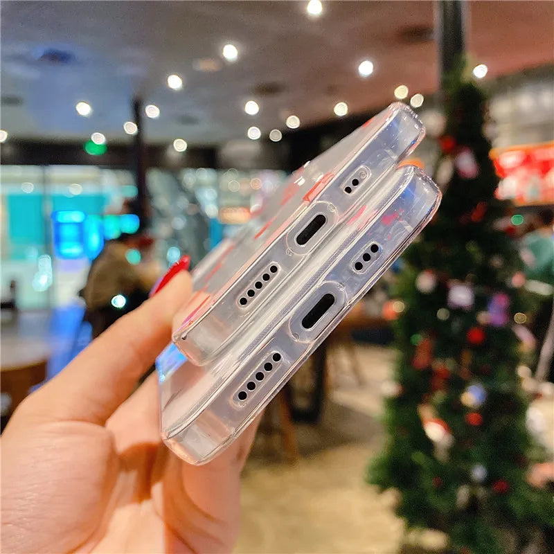 Ottwn Cute Small Love Heart Clear Phone Case For iPhone 15 11 12 14 Pro Max XR XS Max 7 8 Plus Shockproof Soft Back Bumper Cover