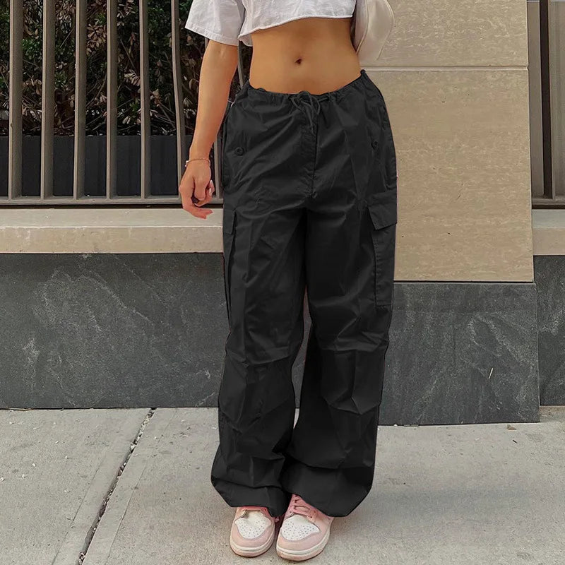 Y2K Clothing Oversized Plus Size Low Waist Parachute Loose Baggy Sweatpants Trousers Women Jogger Cargo Pants Streetwear Outfits