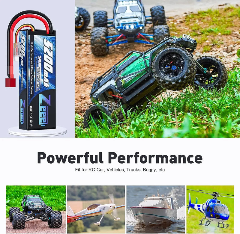 1/2 Units Zeee Lipo Battery 2S 7.4V 100C 5200mAh with Deans Connector for RC Car Truck Vehicle Buggy Losi RC Racing Models Parts