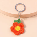 Lovely Handmade Knitted Flower KeychainCrocheted Key Rings for Women Girls Handbag Pendants Charms DIY Jewelry Gifts