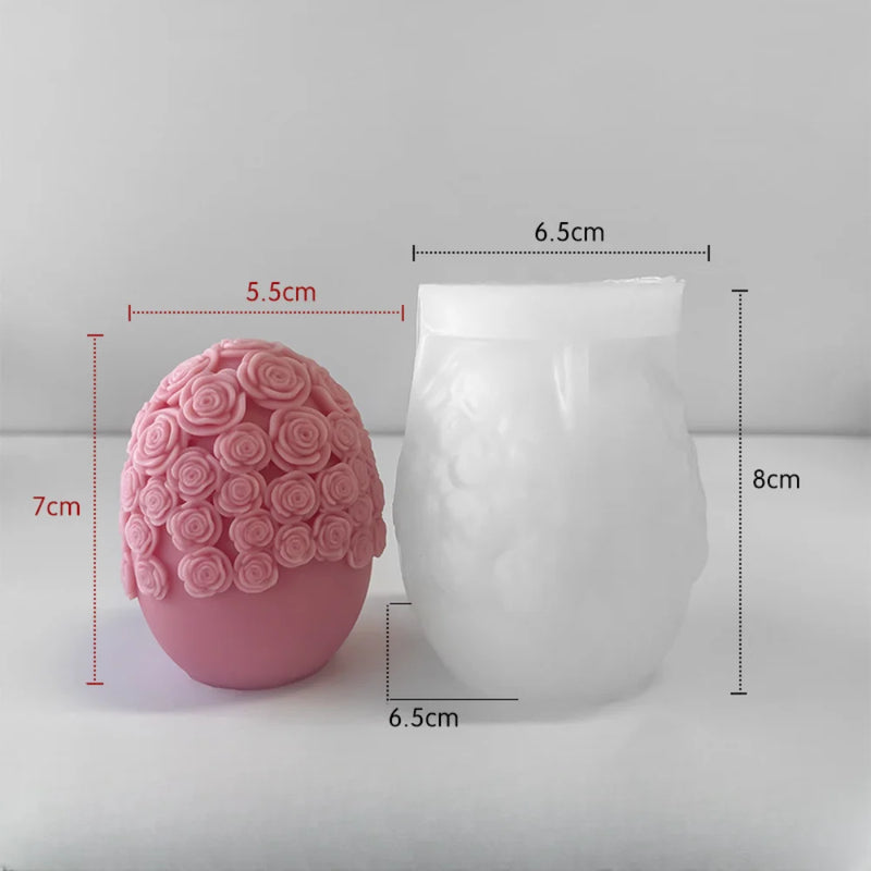 Easter Egg Silicone Candle Mold Aromatherapy Plaster DIY Craft Candles Making Tools Ornaments Embossed Flower Egg Mold