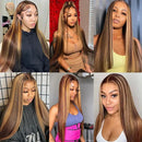 YKB 36 Inch Bone Straight Highlight HD Lace Front Human Hair 427 Ombre 13x6 Frontal Wig 13x4 Honey Blonde Colored Wigs For Women