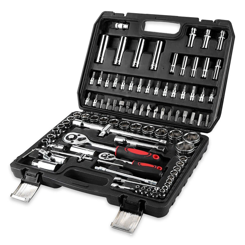 94Pcs Ratchet Spanner Wrench Socket Set 1/2" 1/4" Screwdriver Bits Torque Wrench Repair Hand Tool Kit w/Case