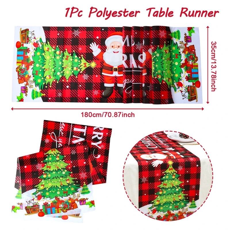 Christmas Table Runner Merry Christmas Decorations for Home 2024 Table Runner Xmas Ornaments Navidad Natal New Year Gift 2025