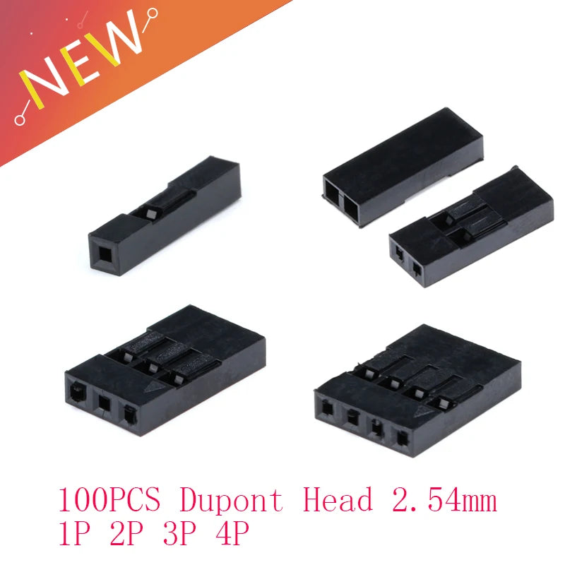 100PCS Dupont Head 2.54mm 1X 1P 2P 3P 4P 1X1P 1X2P Dupont Plastic Shell Pin Head Connector Jumper Wire Cable Housing Plug Female