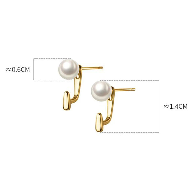 WANTME 925 Sterling Silver Trend Statement Synthetic Pearl Ear Hook Korean Cute Teenager Daily Earring Jewelry Women Accessories