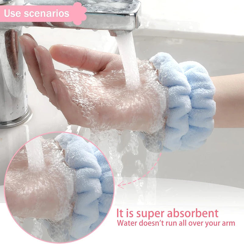 2 Pcs Wrist Bands for Washing Face, Microfiber Women's Wrist Towels for Washing Face Wristbands