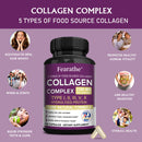 Fearathe Multi-Collagen Complex - Types I, II, III, V, X, for Healthy Hair, Skin, Nails, Bones and Digestive System