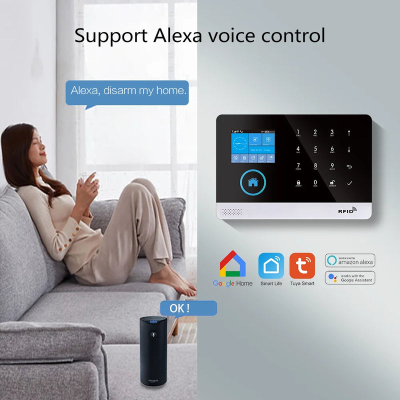 Tuya Wireless Home Alarm System 2G 4G Smart Home Alarme Residencial WIFI Alarme Maison Support Smart Life App ALexa Google Home