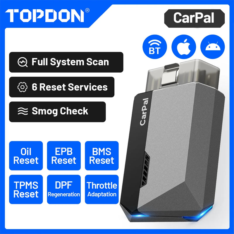 TOPDON Carpal OBD2 Scanner Bluetooth for Car All System Diagnostic Tool iOS Android Vehicle Health Check Smog Check Battery Test