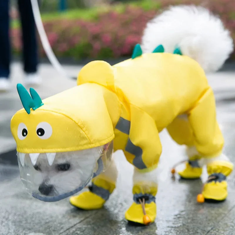 Waterproof Puppy Dog Raincoats Rain Jacket with Hood for Small Medium Dogs Poncho with Reflective Strap Honey Bee Bear Dinosaur