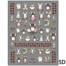 Rabbit Pearl Butterfly 5D Easter Egg Nobility Cute Bunny Soft Relief Self Adhesive Nail Art Decoration Sticker Hot 3D Nail Decal