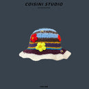 2024 New Korean-Japanese Hand Buckle Crochet Bucket Hat Spring and Autumn Winter Sun Hat Female Cherry Designer Bob Basin Hat