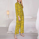 Pajamas Female Yellow Classic Ducks Daily Sleepwear Animal Two Piece Retro Pajama Sets Long Sleeve Elegant Oversize Home Suit