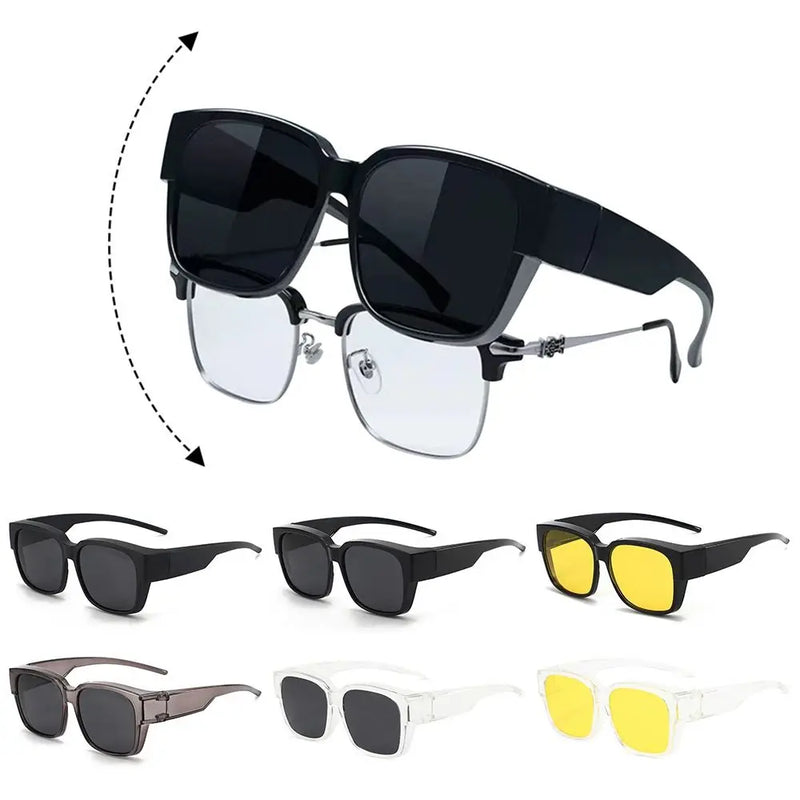 For Driving Riding That Can Be Worn over Other Glasses Wrap Around Square Shades Fit Over Glasses Sunglasses Polarized