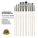 10 Pcs Paint Brushes Set for Art Acrylic Gouache Oil Watercolor Artist Canvas Synthetic Nylon School Supplies