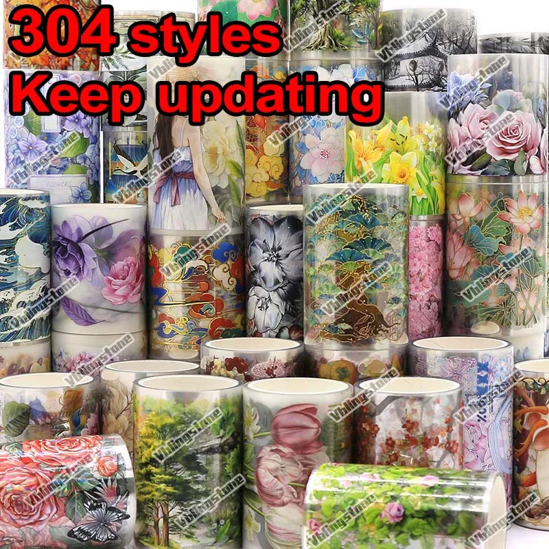 Wisteria Flower PET Tape Butterfly Decorative Tapes Sticker for Diary Scrapbooking Materials Cards Making Washi Tapes