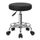 KKTONER PU Leather Round Rolling Stool with Foot Rest Swivel Height Adjustment Spa Drafting Salon Tattoo Work Office Stools