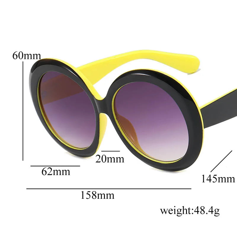Unisex Big Round Sunglasses Women 2024 New Fashion Retro Oversized Sun Glasses Vintage Gradient Black Shades Luxury Eyewear