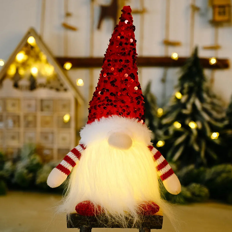 Christmas LED Light Ornament Luminous Faceless Gnome Doll Xmas Kid Gift 2023 Christmas Decoration for Home Navidad Noel New Year