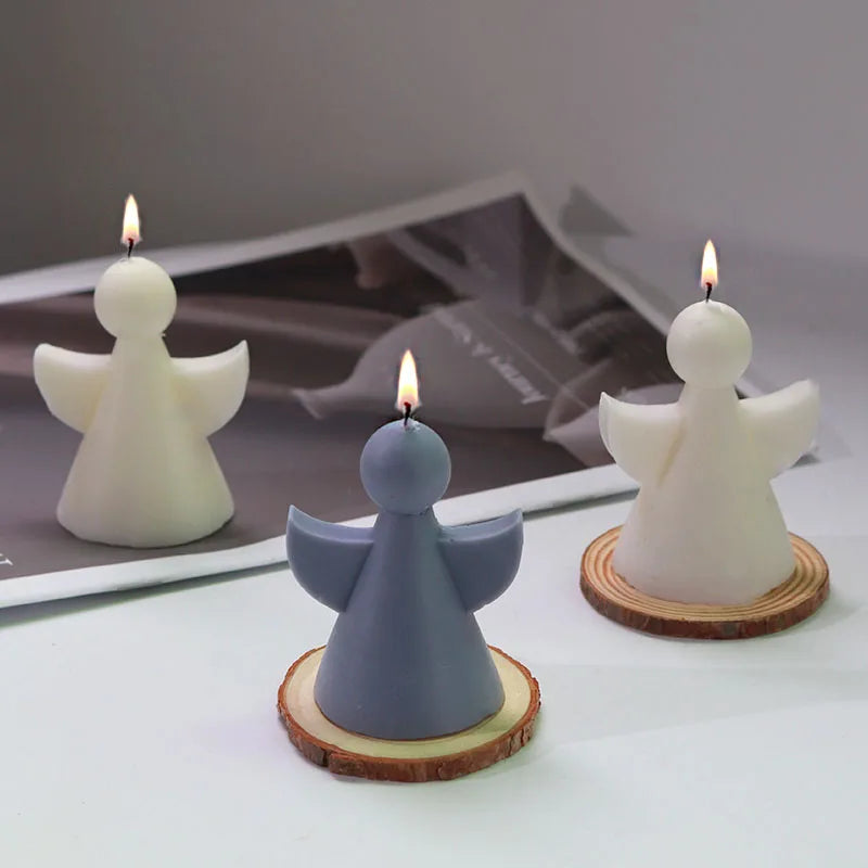 3D Angel Candle Silicone Mold Simple Angel Shape Scented Soap Mould DIY Plaster Concrete Resin Ornament Gifts Molds Home Decor