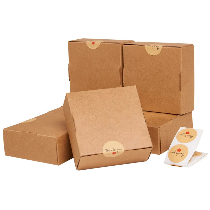 30pcs 3.35x3.35 Inch Kraft Paper Box Folding Box Square for Christmas Holidays Birthdays Wedding Birthday Party Craft Packaging