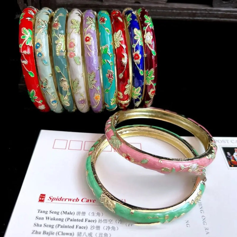 Beijing Cloisonne Bracelet Enamel Bracelet Fine Small Flower Ethnic Style Jewelry Handmade Scenic Spot Hot Girl Retro