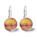 Popular Jewelry Glass Pendant Alloy Earrings Tree of Life Earrings Simple Jewelry, Fashionable and Versatile Temperament Gifts