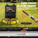 VEVOR Sewer Camera with 512Hz Locator IP68 9" Pipeline Inspection Camera w/DVR Function w/12 Adjustable LEDs and 16 GB SD Card