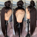 CEXXY 250% Kinky Edge Hairline 360 Full Lace Frontal Wigs Kinky Straight Human Hair with Baby Hair Pre Plucked HD Yaki Straight