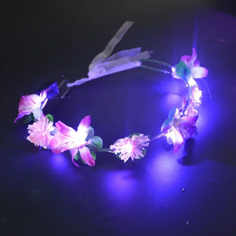 Princess Girl Butterfly Light Fairy Tutu LED Skirt Glow Flower Headband Birthday Gift Fancy Party Christmas Halloween Festival