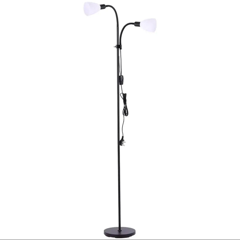 Adjustable Standing Double Headed Floor Lamp, Black