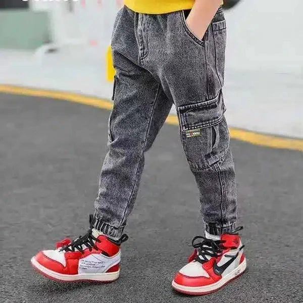 Children's winter jeans plus velvet thickening children's warm casual denim trousers Christmas gifts for boys aged 3-9-12