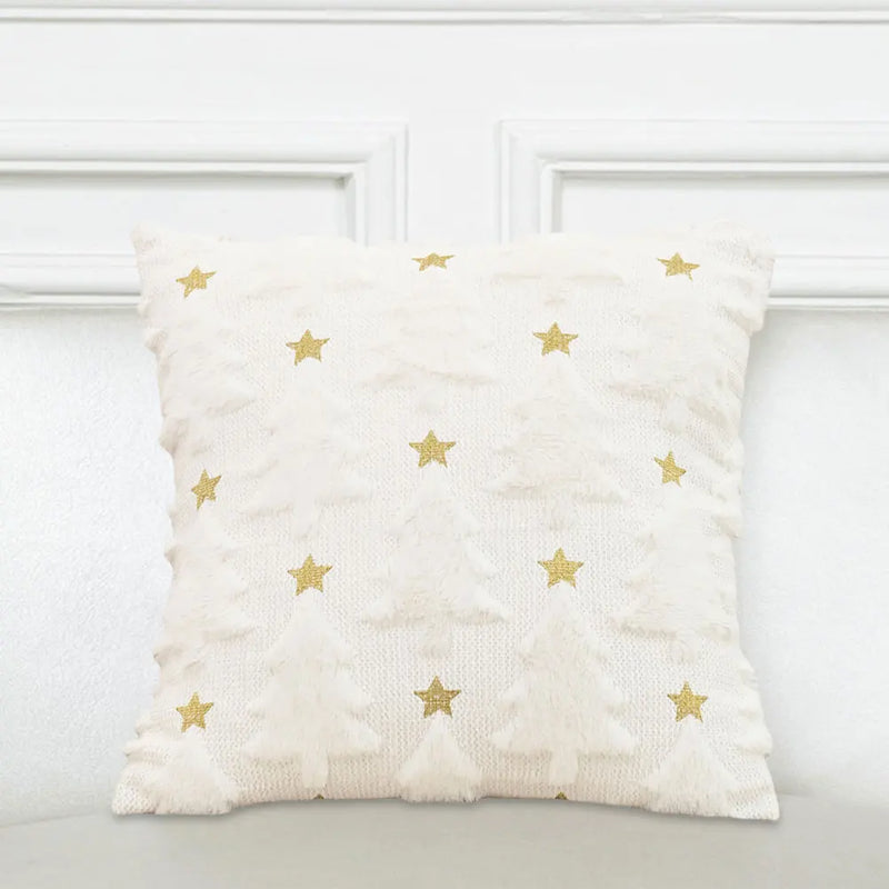 Christmas Tree Pillow Covers 45x45cm Soft Plush Pillowcase Couch Cushion Case for Couch Sofa Holiday Festivals Winter Home Decor