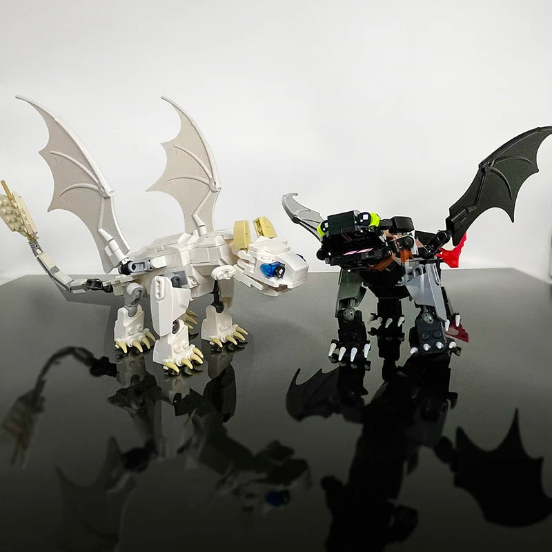 MOC Movie Train Dragon Figure Bricks Construction Toys For Boy Toothless Night Furied Dragon Building Blocks For Children Toys