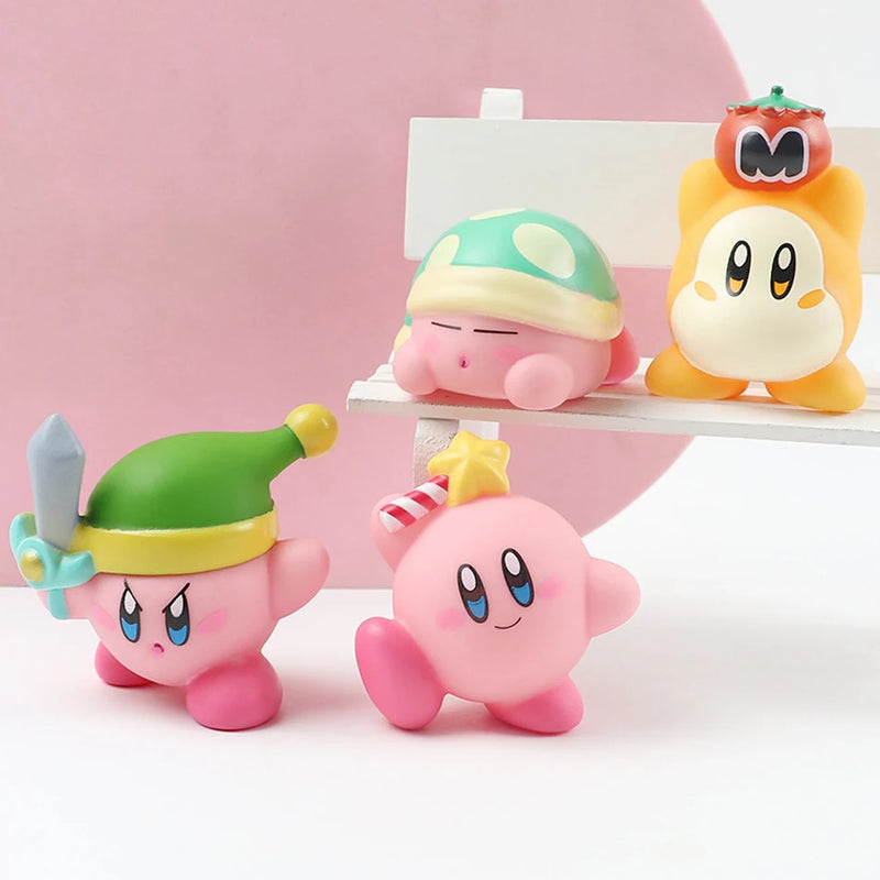 8pcs Anime Games Kirby Action Figures Toys Pink Cartoon Kawaii Kirby PVC Cute Figure Action Toy Christmas Gift for Children