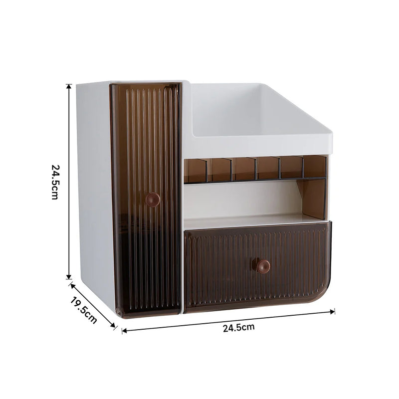 White Makeup Organizer with Semi Transparent Drawers