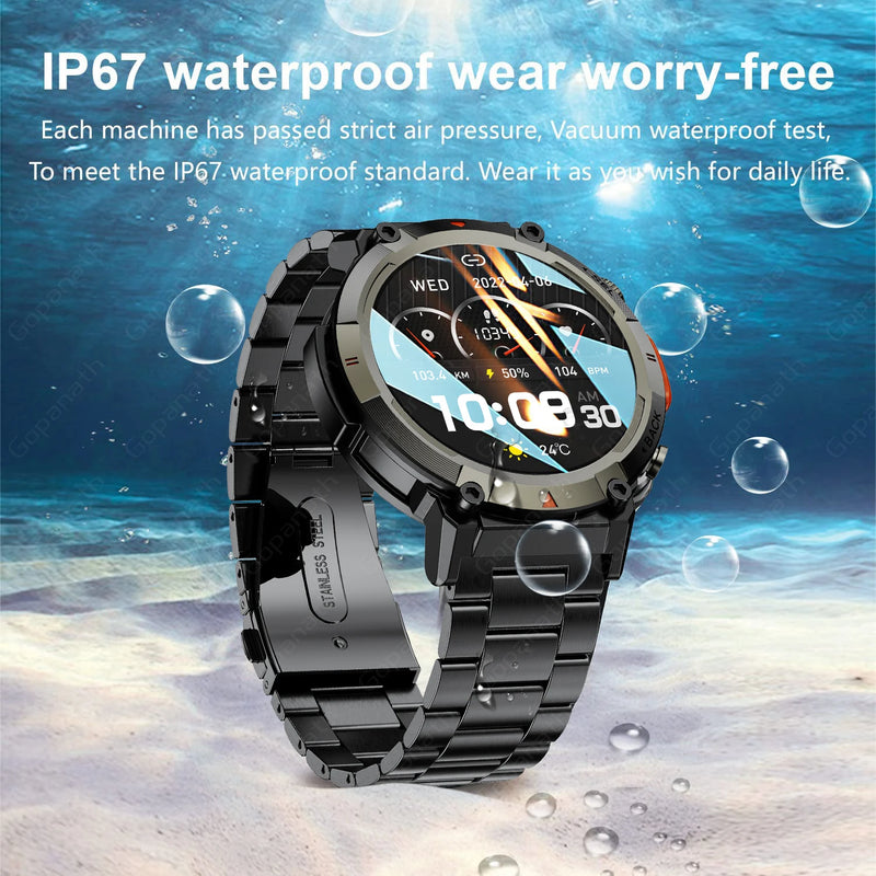 2024New Outdoor Smart Watch Men With Flashlight Sport Fitness Bracelet Blood Pressure IP67 Waterproof Smartwatch for Android IOS