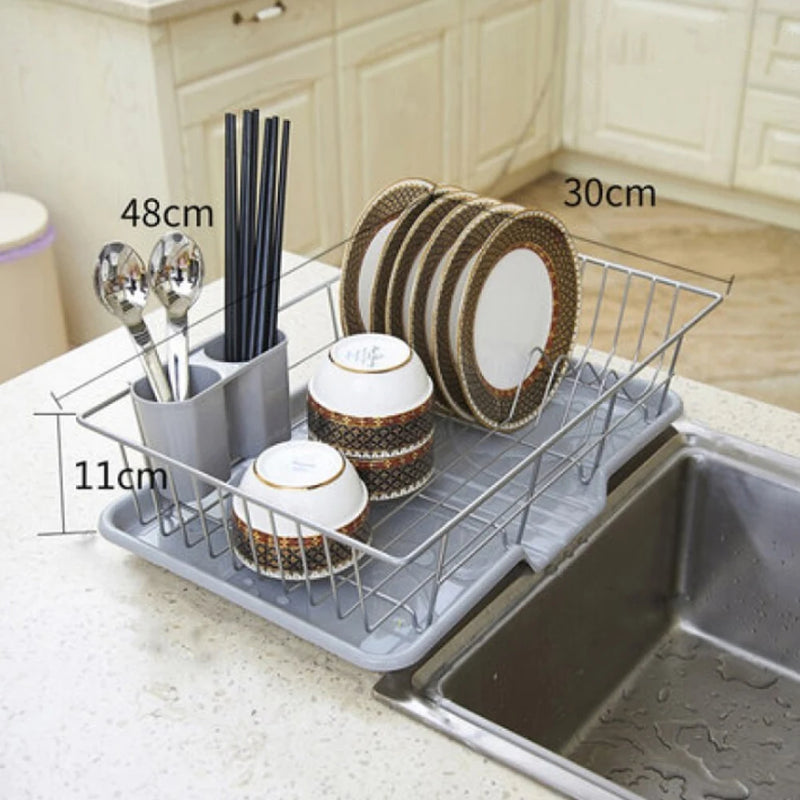 【Lifeideas】Self Draining Dish Dryer with Drainboard Counter Dish Drainer Kitchen Drying Rack for Countertop Kitchen