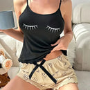 Cute Bear Friends Printed Summer Spaghetti Strap Pajamas Set for Women Tank Top Shorts Female Sexy Lingerie Sleeveless Pijamas