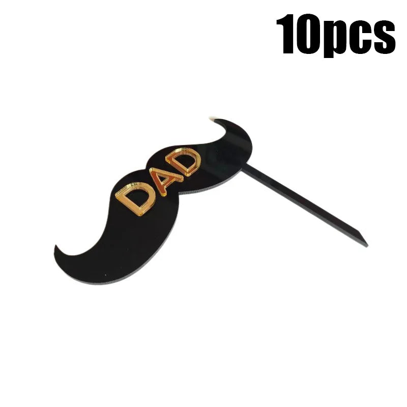 10Pcs Acrylic Dad Birthday Cakes Topper for Father's Day Party DIY Baking Cupcake Decor Tools Happy Birthday Decoration Supplies