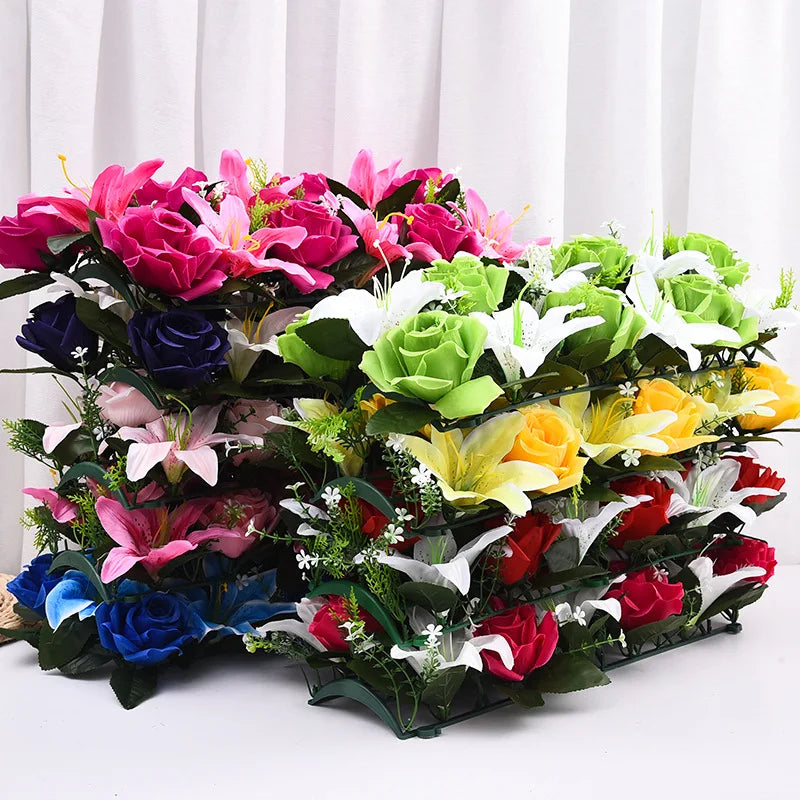 Simulated Rose Arch Decoration Simulated Lily Flower Wall Wedding Flower Wall Wedding Supplies Background Wall