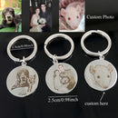 Custom Pet Portrait Family Commemorative Photo Text Keychain Stainless Steel Personalized Matching Key chain Mother's Day Gift