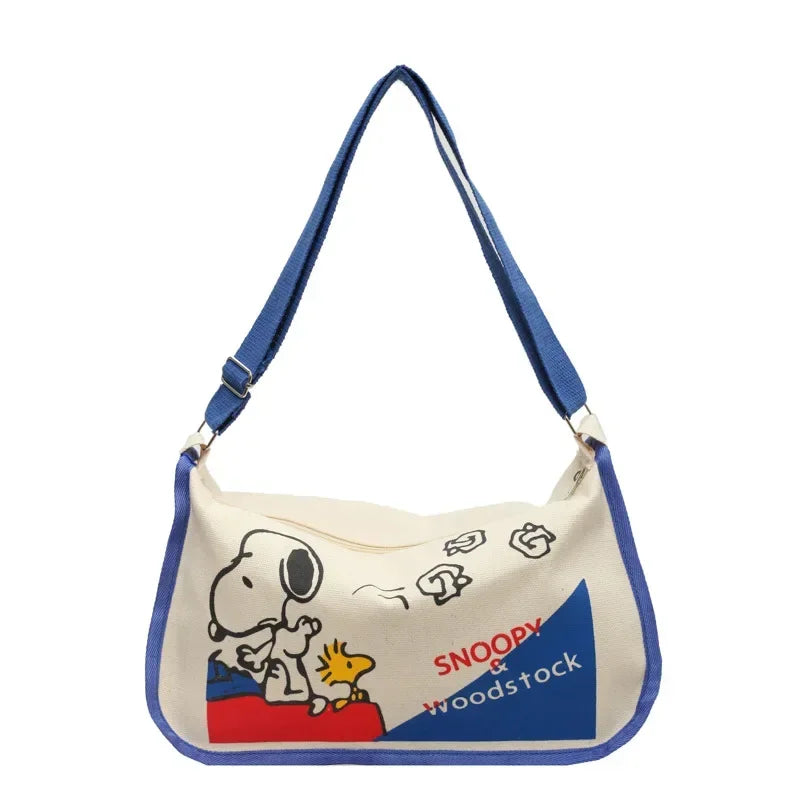 Canvas Bag Women High Capacity Bag Fashion Cartoon Snoopy Handbag Versatile One Shoulder Tote Bag Christmas Present for Girls