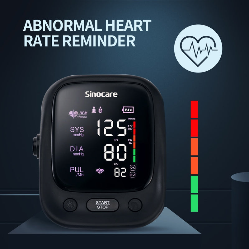 Sinocare Blood Pressure Monitor Digital electronic sphygmomanomet Automatic BP Machine Heart Rate Pulse Monitor long Cuff